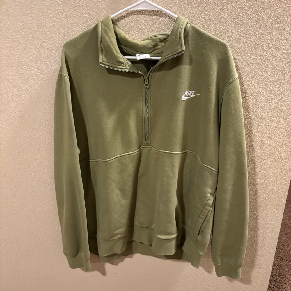 Nike Men's Sage Green 1/2 Zip-Up Sweater